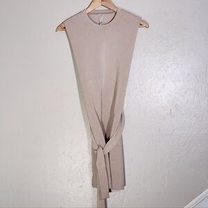 SPANX Airessentials Beige Midi Dress with Tie Waist
